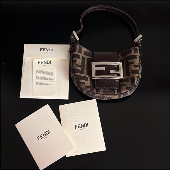 Fendi Zucca Canvas FF Logo Mini Croissant Bag - vintage & rare! - Picture 3 of 17